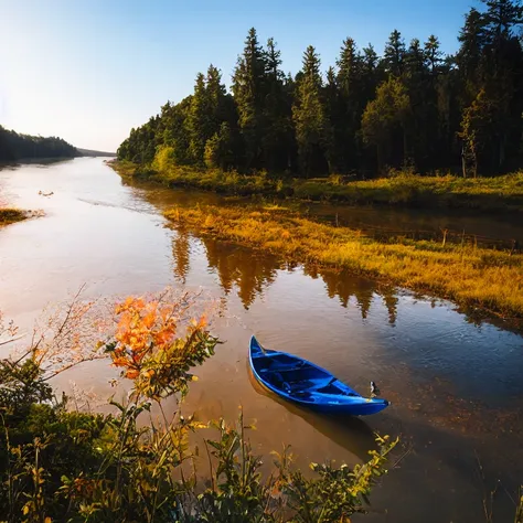 (masterpiece, best quality:1.2), 1girl, solo, nature, landscape, sitting on a boat, boat on a river, realistic photograph, high ...