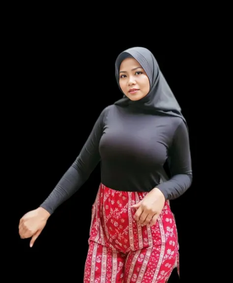 52 years Old, Hijab Indonesian mature woman, Big Tits : 96.9, Long-sleeveles Shirt, Slim body, Breast about To burst out, at School Corridor, Bright light, at Daytime