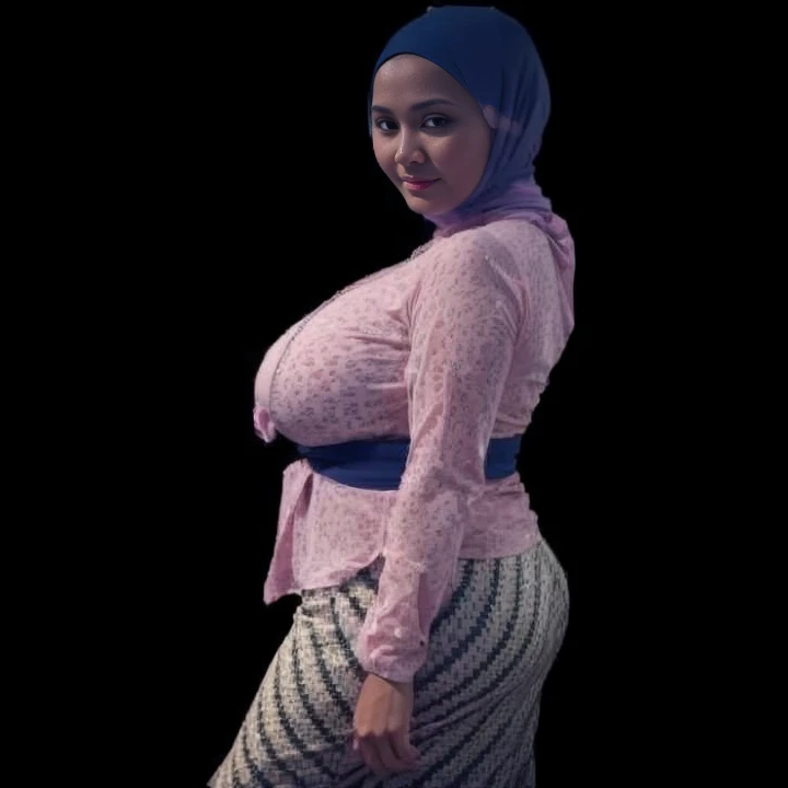 52 years Old, Hijab Indonesian mature woman, Big Tits : 96.9, Long-sleeveles Shirt, Slim body, Breast about To burst out, at School Corridor, Bright light, at Daytime