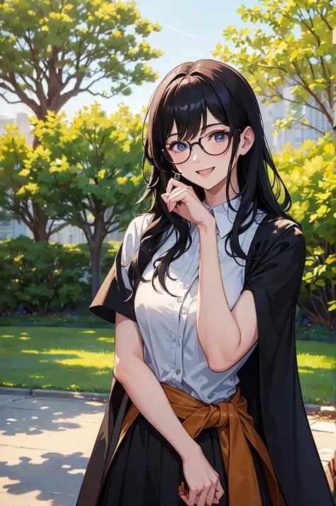 (masterpiece:1.2), high quality, high resolution, a devoted 25-year-old man with his girlfriend, black curly hair, wearing glasses, no beard, slightly awkward demeanor, 21-year-old woman, long black hair, not wearing glasses, , wearing a light blue sleevel...