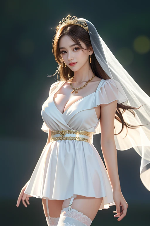 (8K Ultra HD、Digital SLR Camera、Soft Light、high quality、Volumetric Lighting、frank、photo、high resolution、4k、8K、Bokeh)，(Rich details on the eyes and face，warm color, Very saturated colors，Show a charming smile, Perfect face, Pretty Face, black eyes，Skin is t...