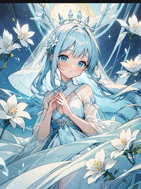 masterpiece, best quality, extremely detailed, (illustration, official art:1.1), 1 girl ,(((( light blue long hair)))), ,(((( light blue long hair)))),light blue hair, ,10 years old, long hair ((blush)) , cute face, big eyes, masterpiece, best quality,((((...