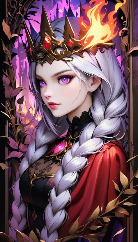 dark fantasy art, goethe art, portrait of a female vampire, absolutely beautiful, pale skin, yinji, (purple hair, purple eyes, l...