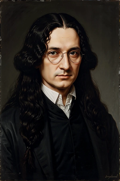 Gottfried Leibniz con traje negro y lentes