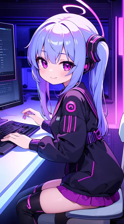 masterpiece, highest quality, high resolution, very detailed,beautiful high school girl, (((cyber punk))), (((i have a computer。...