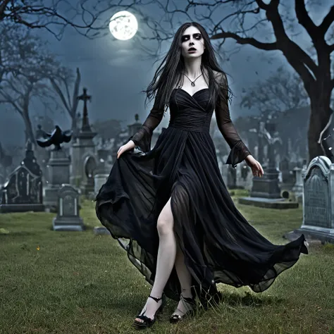 a death elf, female, wispy long hair, pitch black eyes, porcelain white skin, lots of dark veins, sheer dark dress billowing in ...