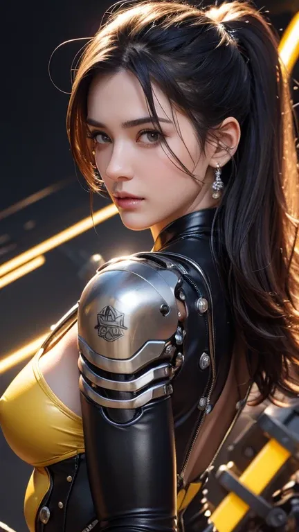 best qualtiy， tmasterpiece， Ultra-high resolution， Rendered with camera-like realism， real photograph，(((( A mechanical girl))))，((Solo))，(((full bodyesbian))),((Perfect facial features，delicated face))，((Clean face))，((There is nothing else on the face))，...