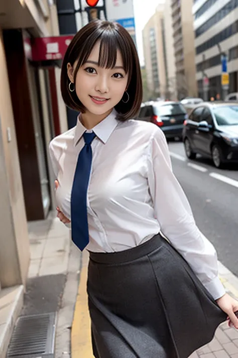 RAW Photos, highest quality, Realistic, Cute Japanese Girl, 女の子1 person, (Very slim and slender fit muscular body:1.3), ((View Viewer)),(Big smile:1.3), (No people in the background:1.3), Beautiful earrings, Front shot, (Big eyes), (whole bodyショット), Small ...