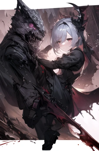 Anime girl, Anime drawing by Shitao, Pixiv, Self-sastructing art, Best Anime 4K Konachan Wallpaper, Gapmoe Yandere Grimdark,, Amazing Anime 8K, 2b, Devil Anime Girl, Anime girl in a black dress, From Arknights, Anime Style 4k,(bloodborne)