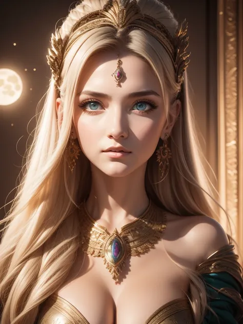 （Best quality，Ultra - details，best illustration，best shadow，the masterpiece，a high resolution，Professional illustrations，famous works of art），detailed eyes，beautiful eyes，Cleavage close up，Sci-fi，colored sclera，robot eyes，marks on the face，Tattooed with，（f...