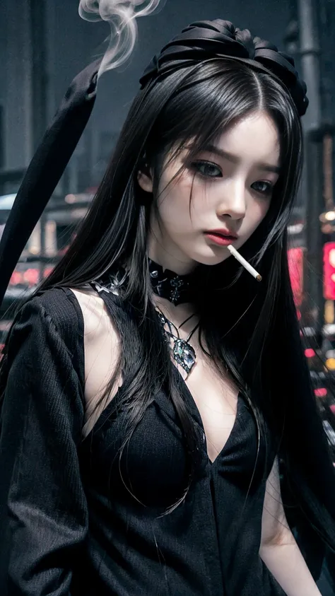 anime girl with long black hair smoking a cigarette, androgynous vampire, anime character, by Yang J, detailed anime character art, girl in a suit, artwork in the style of guweiz, seductive anime girl, cruel korean goth girl, delicate androgynous prince, f...