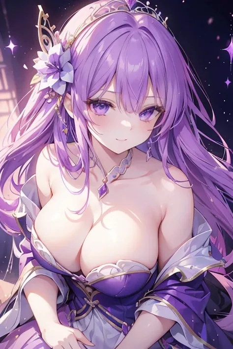 Close-up of a person in purple costume and purple hair, seductive princess knight, beautiful woman with violet skin, giggling character, super detailed fantasy character, Yunling, full body fairy, Hirase Jinyao, beautiful and elegant queen, portrait of the...