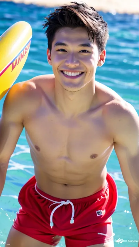 male Age 20 swimwear hawaii lifeguard smile