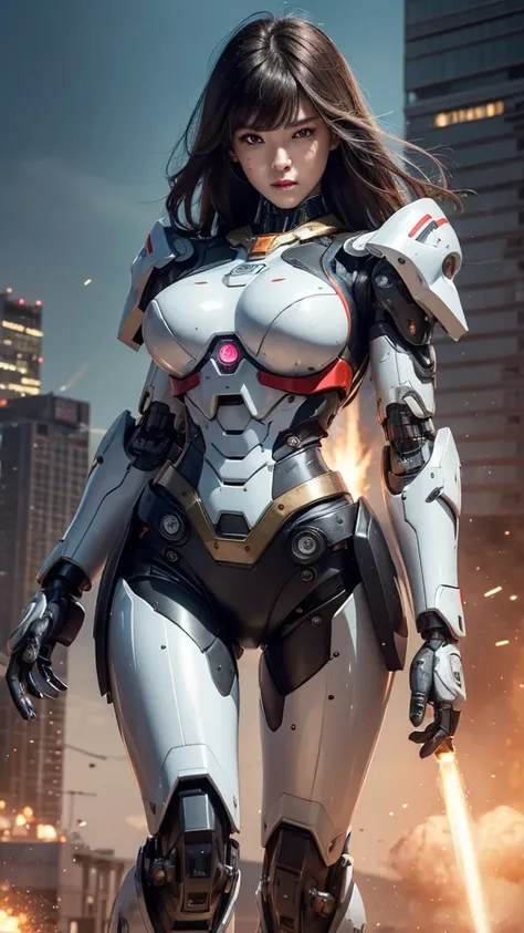 Textured skin, Super Detail, high details, High quality, Best Quality, hight resolution, 1080p, hard disk, Beautiful,(Super Heroine),Oppai Missile,beautiful cyborg woman,Mecha Cyborg Girl,Battle Mode,Girl with a Mecha Body,She wears a battle cyborg mech wi...