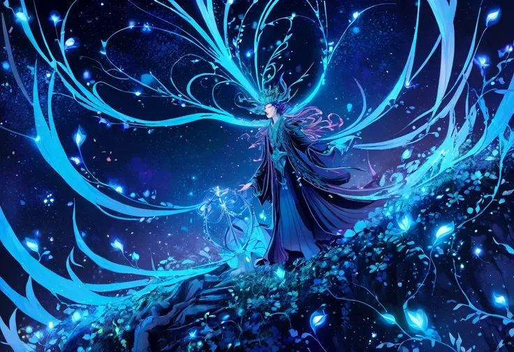 Oberon, King of the Fairies、Marker Outline Sketch、Very detailed、4k、Very detailed、Intricate details、Striking colors、Cinematic lighting、creates a dramatic構成、Fantasy Portrait、elegant、Whimsical、magic、mysterious、Ethereal、creates a dramatic、Atmospheric、Fascinati...