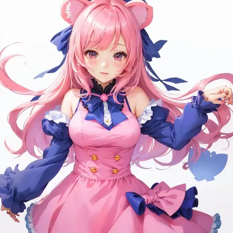 Anime Girls in pink dress with blue bow and pink hair, Anime Moe Art Style, Anime Girls named lucy, Cute anime waifu in a nice dress, Anime Best Girl, marin kitagawa fanart, (Anime Girls), zerochan art, Cute girl anime visuals, pretty Anime Girls, cute Ani...