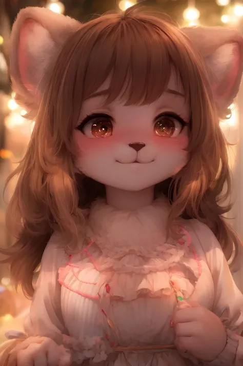 (furry:1.2), focus on face, blush, beautiful lights and shadows