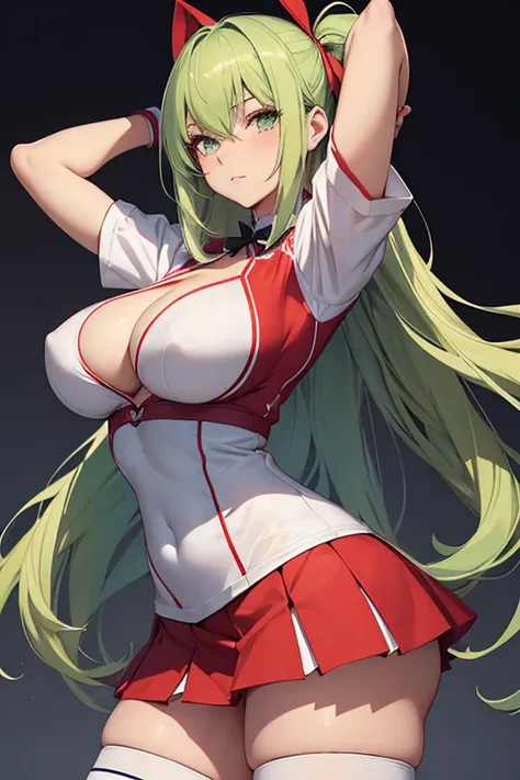 /(Girl),(anime),(long green hair and green eyes),(18 years old),(full body with GL size breasts),(and big ass),(white),(Super mega beautiful),(super hot and sexual),(sexy ass),(super mega beautiful),(super mega busty),(super mega gigantic breasts),(height ...