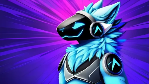 Protogen, ((light blue fur protogen furry character wolf light blue anthropomorphic fur protogen)) , looking at viewer,a little to the side, , fur,  visor,solo, cartoon, (highly detailed illustration:1.2), best quality, masterpiece, solo, protogen, (protog...