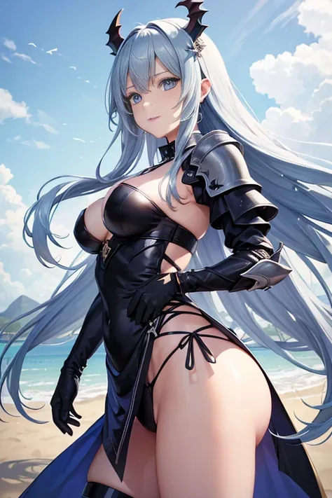 1weiblich、Als ich wiedergeboren wurde, Ich war eine Schleimfigur（Wenig）、Meisterwerk、top quality、precise、und Seelen、Demon King Wenig、Aimei、nice blue eyes、Ein Rosahaariger、Double-tailed、Stolze Zwillinge、armor、Black Bikini armor、、Originalgetreu、