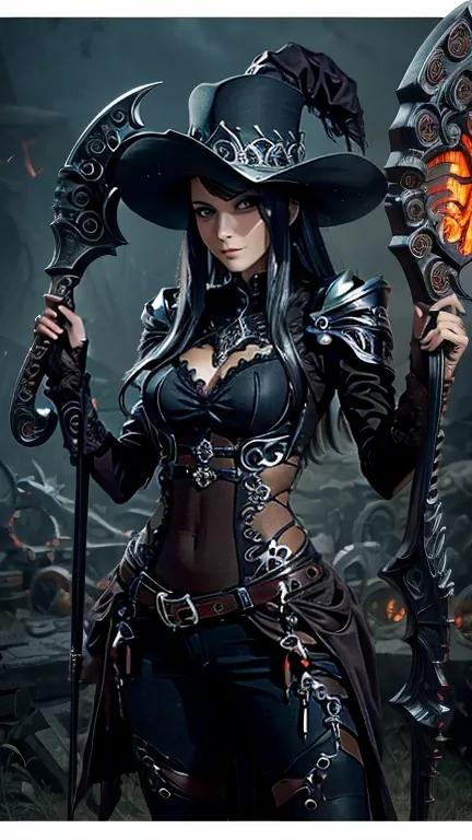 high resolution ultra detailed photography of a female necromancer with a bone scythe in her hand, female necromancer with cloth...