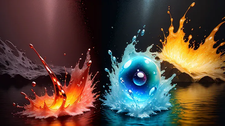 Fire and water combined in the form of a drop