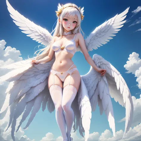 白色长发anime Angel Girl in white lingerie with wings and stockings, The majestic angel, angel knight girl, Beautiful female angel,Angel Girl, Angelic, Angelic純潔, White Wings, of an beautiful Angel Girl, anime goddess, Tall female angel, Anime wearing white st...