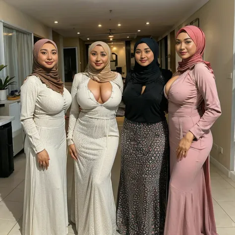 ((3 girl)), (double exposure),(full body photos),(back view)(looking at viewer), (THREE malay gorgeous matured teachers (stood side by side), (presenting their asses to viewer),((35 year old)), (malay women), (curvy fit body shapes), bigger ass, cleavage, ...