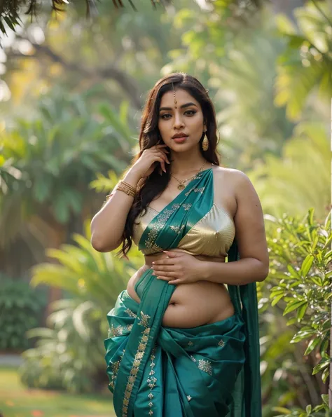 Indian sexy WOMEN WEARING saree , ancient sex goddess , perfect figure , big boobies , showing her round belly button , sexy deep navel , curvy waist , thick legs , slutty makeup , dark eyeliner , HOT red lips , long hairs , earrings , shinny ornaments , n...