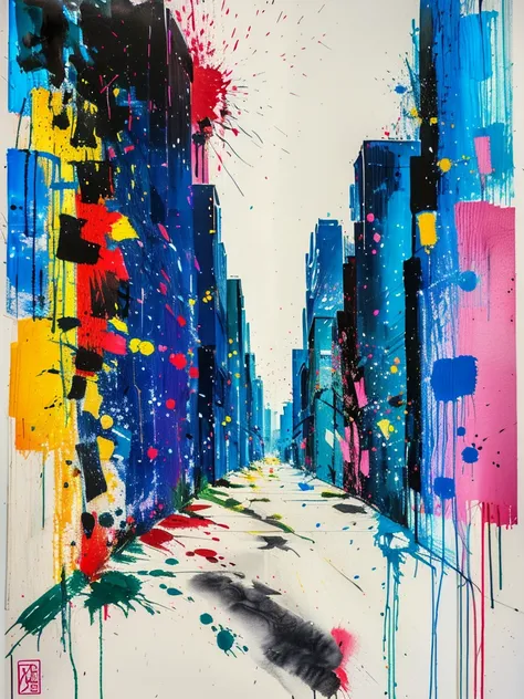 masterpiece, best quality, Color ink painting, 男性contour，athlete，dynamic姿势，contour，Graffiti，Ink splatter，Bold Colors，dynamic，Colorful，Abstract Painting，Look closely，Like a person，artwork，mystery，design，colorful inkpainting