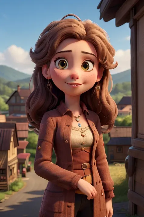 ((best quality)), ((masterpiece)), (detailed), perfect face.In the quaint town of Alovem, nestled between rolling hills and lush forests, there lived a young woman named Elara.