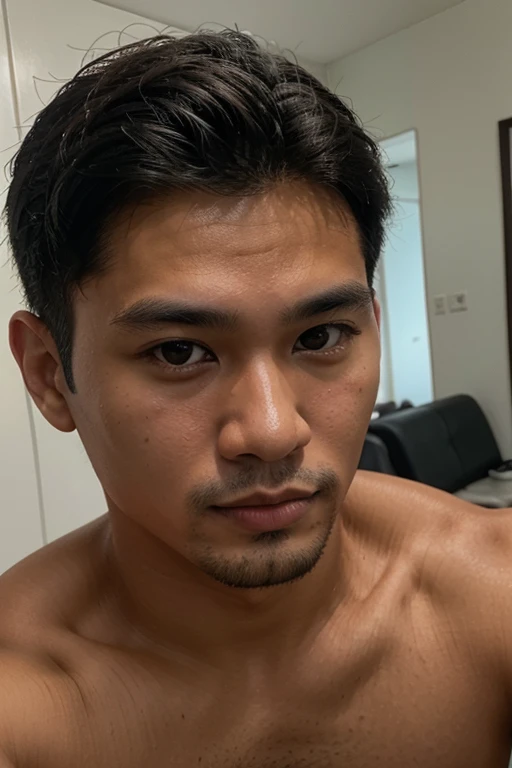 A realistic selfie close up photo of a good looking south east asian guy in their 25 year old 