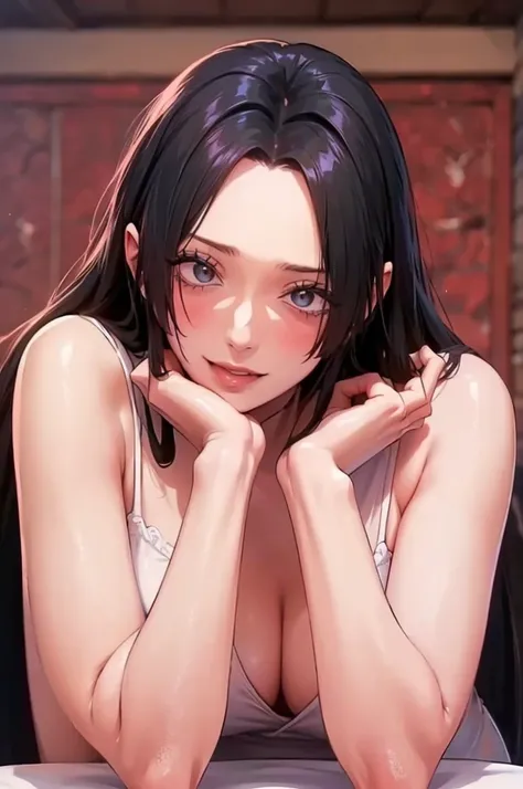 (((masterpiece))), (((best quality))), ((ultra-detailed)), (highly detailed CG illustration), Boa Hancock, , (masterpiece:1.5), Detailed Photo, Smiling, Sexy, (Best Quality: 1.4), (1girl), Beautiful Face, (Black Hair, long Hair: 1.3), Beautiful Hairstyle, ...