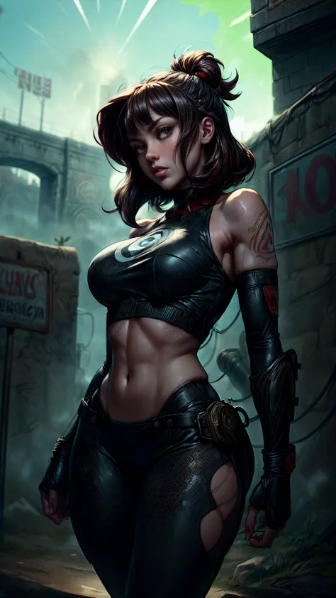 CG K ultrarrealista ,((de primera calidad、8K、32K、Obra maestra、nffsw:1.3)), (superfine illustration)、(super high resolution), (((cuerpo adulto))), (((1 chico en))), ((( pelo corto moderno))), 25 year old cyberpunk gladiator with perfect body, Hombreras con ...