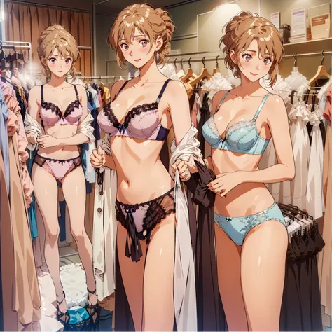 masterpiece, top quality, ultra detailed, ((((aika_sumeragi, folded ponytail, best anatomy, in underwear, (panties, elaborately ...