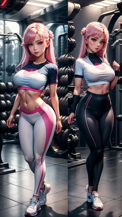 ,,cherry blossoms,beautiful,blue buruma, gym shirts, white t-shirts, gym uniform,best quality,full body,cute face,detailed skin,detailed beautiful face and eyes,1girl,UHR,slender waist,constricted waist,good anatomy,long hair,pink hair