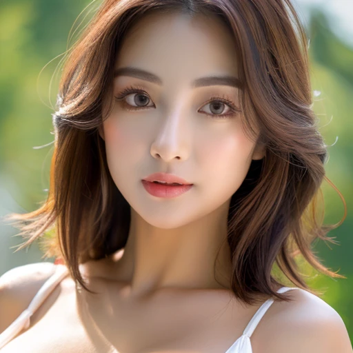 ((Best quality, 8k, Masterpiece :1.3)), Korean beauty with super large breasts: 1.4, (erotic pose: 1.2), big breasts almost unbelievable: 1.5, plastic surgery face: 1.1, heavy makeup: 1.3, clothes revealing wide open chest: 1.2, My skin is wet and shiny: 1...