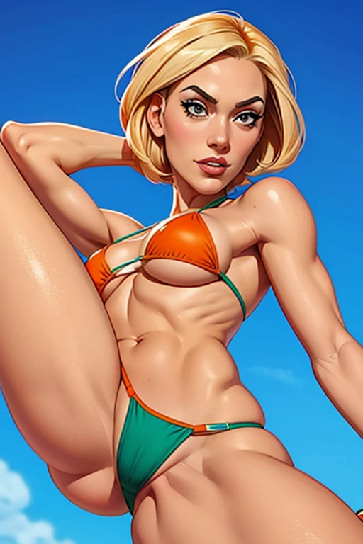 gwen tennyson,pelo naranja, micro bikini