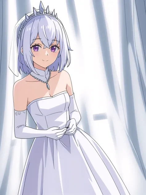 ((Best quality))),((Ultra-detailed)),((illustration)),((Disheveled hair)),((frilld)),(1 girl),(Solo), 1girl,solo,rating:safe,wedding,bare_shoulders,breasts,bridal_gauntlets,bridal_veil,cleavage,clothing,crown,curtsey,dress,drop_earrings,earrings,elbow_glov...