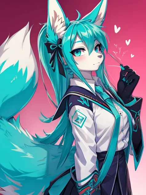 Miku Hatsune, alta definicion, orejas de kitsune, college girl, vestigo japones