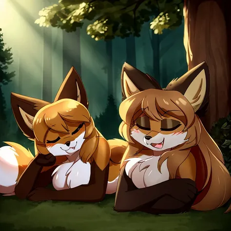 uploaded the e621, beautiful and detailed, woman (((female))) ((anthro)) Fox, (Averi, Fox girl), cinematic lighting, Fox, (anthro, fluffy fur), anthro fox girl, body fur, curvy, sexy, nice, cute, hot, comfortable anime-style cartoon-style, digital drawing,...