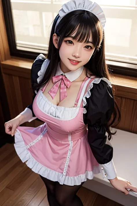 
Close-up of a woman wearing a maid outfit, smile, laughter, (pink maid costume), masterpiece, realistic, sharp focus, (realistic:1.3), ultra high res, 8k, RAW photo, best quality, detailed shadow, amazing, finely detail, sharp focus, (shine light on face:...