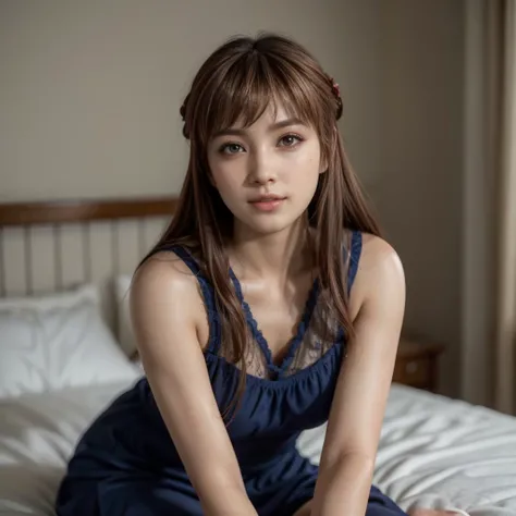 Kasumi, brown eyes, (best quality, ultra-detailed), (realistic:1.37), beautiful and detailed face, ultra-realistic texture, delicate face, delicate body, red lipstick, bright colors. High definition, 8K, well defined legs, expression cute smilling 