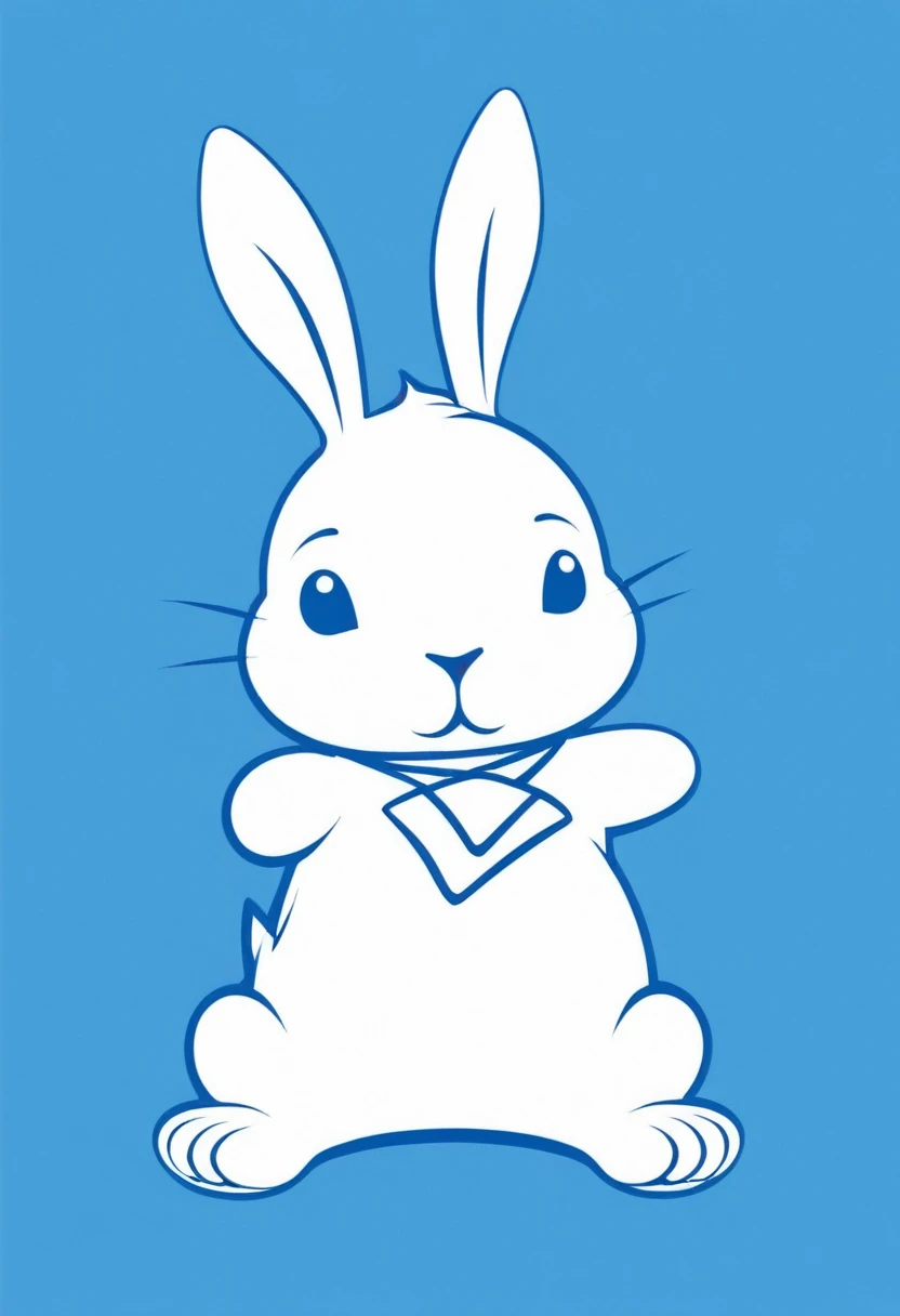 「force『Blue Rabbit』のforce章を作成してください。force章には以下の要素が含まれることを希望します：
- Design based on a blue rabbit - Cute deformed design:1.6 - Simple design - Blue and white background symbolizes fighting determination and unity」