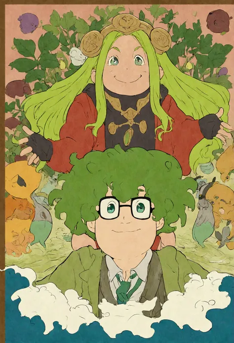 Uma libra, alguns pequenos peixes debaixo d&#39;Water, algumas plantas verdes crescendo fora da libra, Studio Ghibli anime style