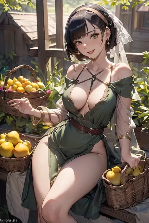 (small breasts:1.2), (perky chest:1.2), (pointed chest:1.2), (Pudding cake magazine cover:1.3),(from above:1.0),(from side:0.9),masterpiece, 1girl, Amazing Cleavage:1.1, thin waist, big ass, Raised sexy, posed cleavage:1.2,(perky chest:1.2), (pointed chest...