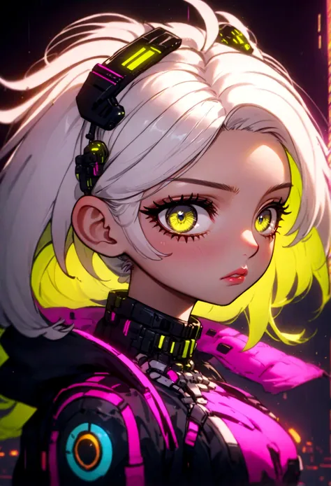 incredible detailed anime k-pop girl, beautiful detailed eyes, long spiked white hair, beautiful detailed lips, extremely detail...