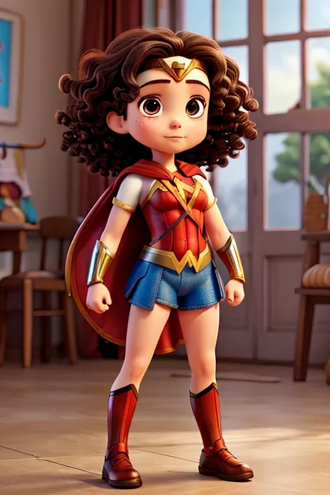 Childrens wonder woman short, curly hair and full body