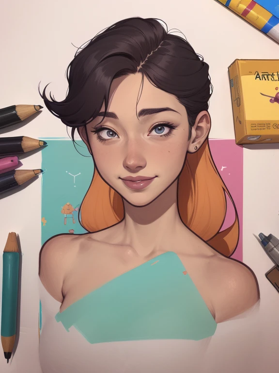 um desenho animado de uma mulher com um sorriso no rosto, retrato de desenho animado, arte dos desenhos animadosstyle, pintura digital de desenho animado, por Jason Chan, arte de pintura digital dos desenhos animados, arte digital dos desenhos animados, ar...