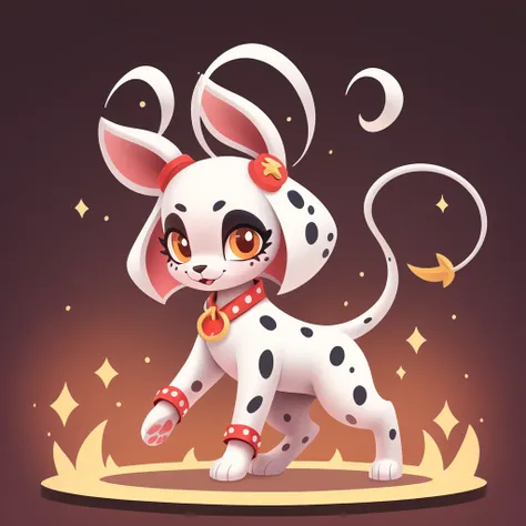 Chimera in rabbit  dalmatian art style with background
